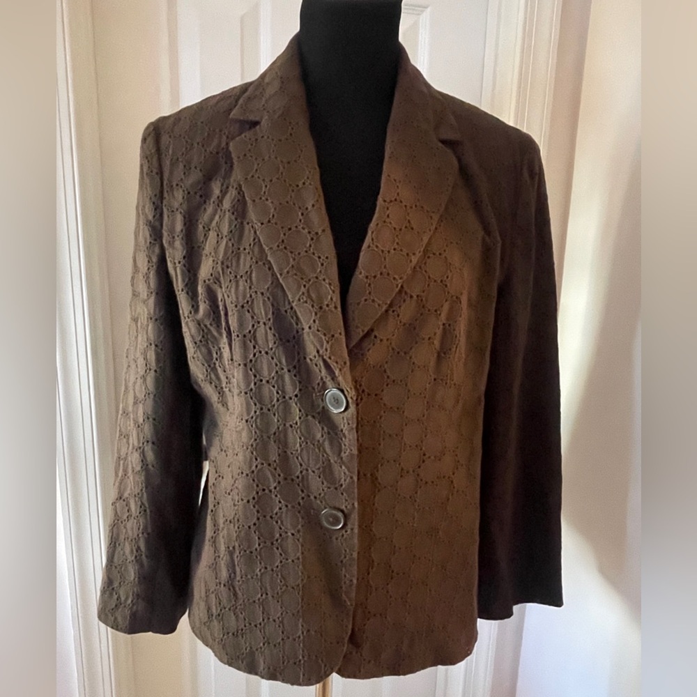 Women's Ann Taylor Brown Striped Wool Blend Blazer | Size 104 but runs small